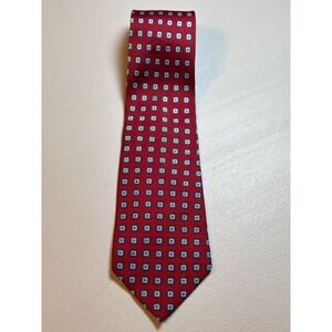 Polo by Ralph Lauren Men's Red Silk Necktie Square Geometric Tie VTG RN 41381